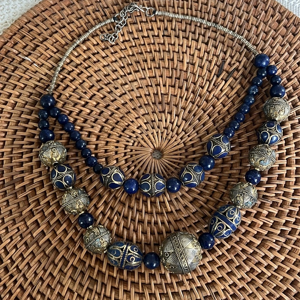 Bajalia‎ Cloisonné Necklace Purple & Brass